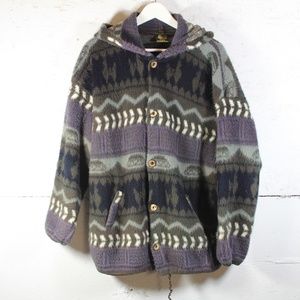 Tejidos Athahualpa Alpaca Button Front Hoodie Lg